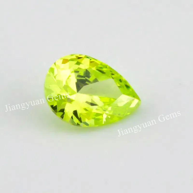 Size 3x5mm~10x12mm 5A Pear Cut Apple Green Cubic Zirconia Stone Loose CZ Synthetic Gemstone for Jewelry Making