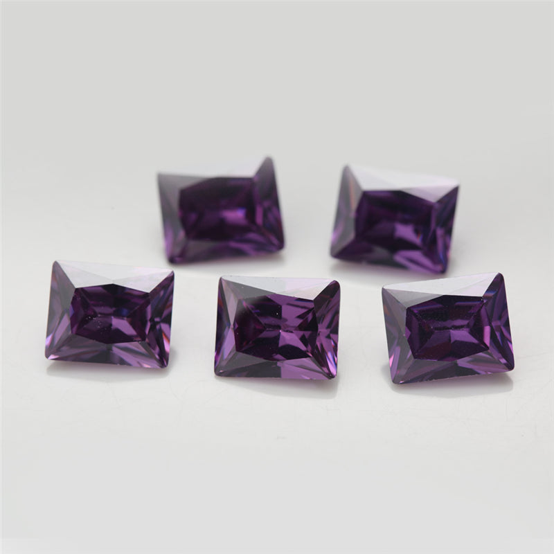 50pcs 3x5-10x12mm 5A Rectangle Cut Amethyst Color CZ Stone Loose Cubic Zirconia Synthetic Gemstone for Jewelry