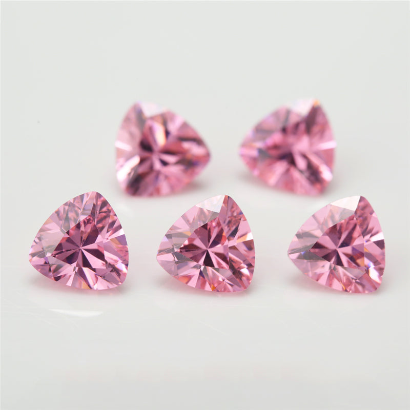 50pcs 3x3~10x10mm 5A Trillion Cut Cut Pink CZ Stone Loose Cubic Zirconia Synthetic Gemstone for Jewelry
