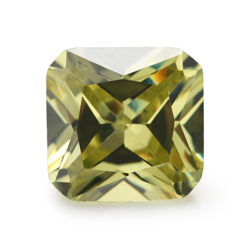 50pcs 3x3-10x10mm 5A Square Octangle Cut Olive Yellow CZ Stone Loose Cubic Zirconia Synthetic Gemstone for Jewelry