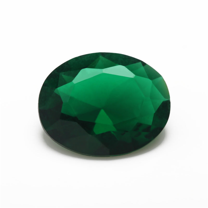 Size 3x5~10x12mm Oval Cut Green Glass Stone Loose Synthetic Gemstone for Jewelry