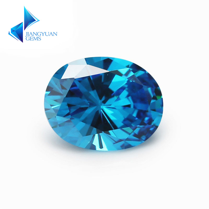 Size 3x5~10x12mm 5A Oval Cut Sea Blue CZ Stone Loose Cubic Zirconia Synthetic Gemstone for Jewelry