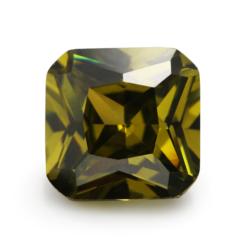 50pcs 3x3-10x10mm 5A Square Octangle Cut Olive Green CZ Stone Loose Cubic Zirconia Synthetic Gemstone for Jewelry