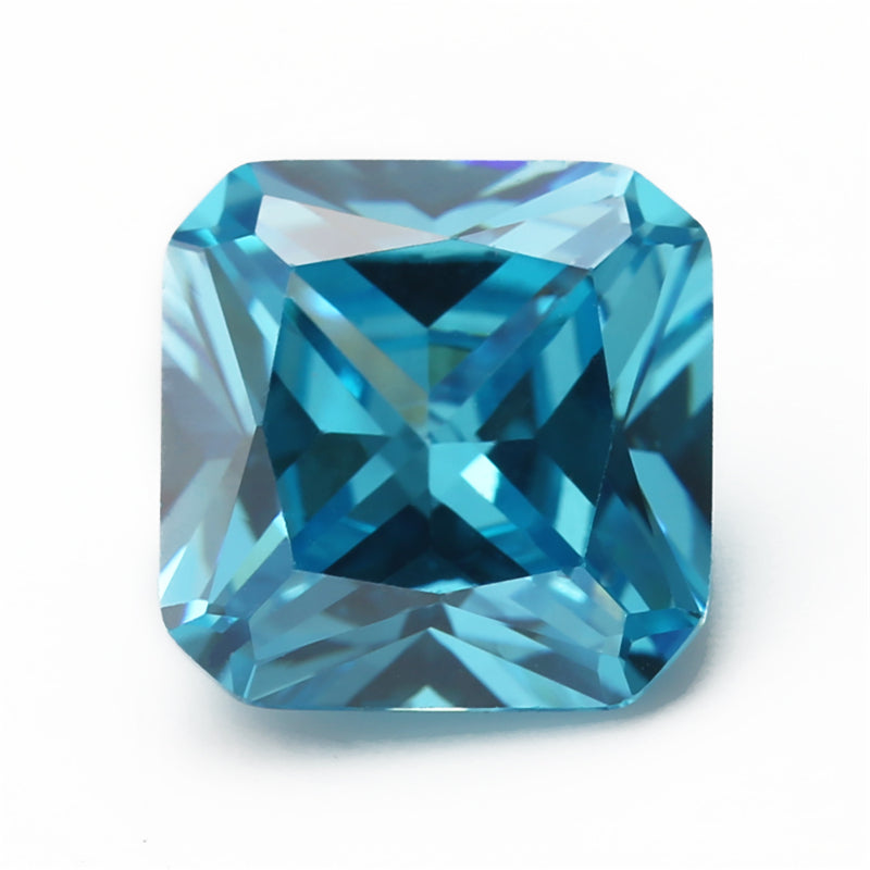 Size 3x3-10x10mm 5A Square Octangle Cut Sea Blue CZ Stone Loose Cubic Zirconia Synthetic Gemstone for Jewelry