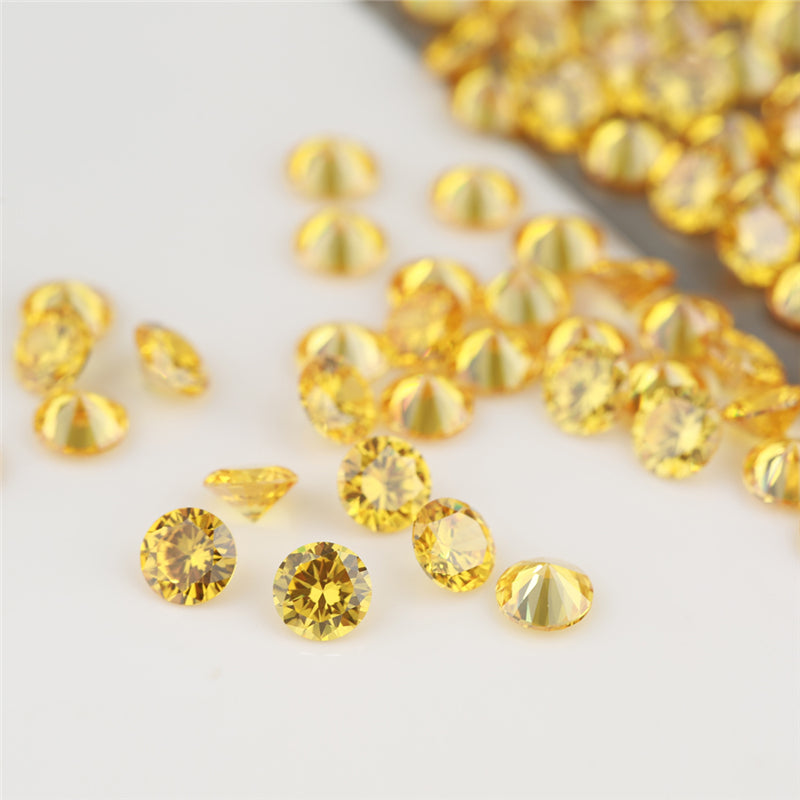 Size 0.8-12.0mm 5A Round Cut Golden Yellow CZ Stone Loose Cubic Zirconia Synthetic Gemstone for Jewelry