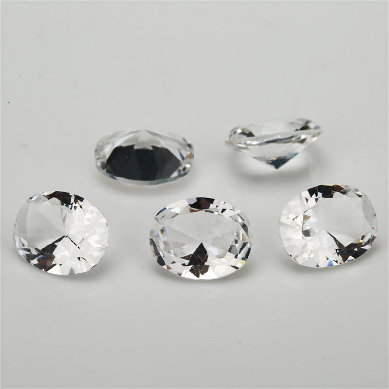 Size 3x5~10x12mm Oval Cut White Glass Stone Loose Synthetic Gemstone for Jewelry