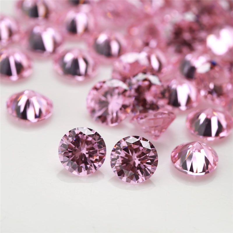 Size 0.8~12.0mm 5A Round Cut Pink CZ Stone Loose Cubic Zirconia Synthetic Gemstone for Jewelry
