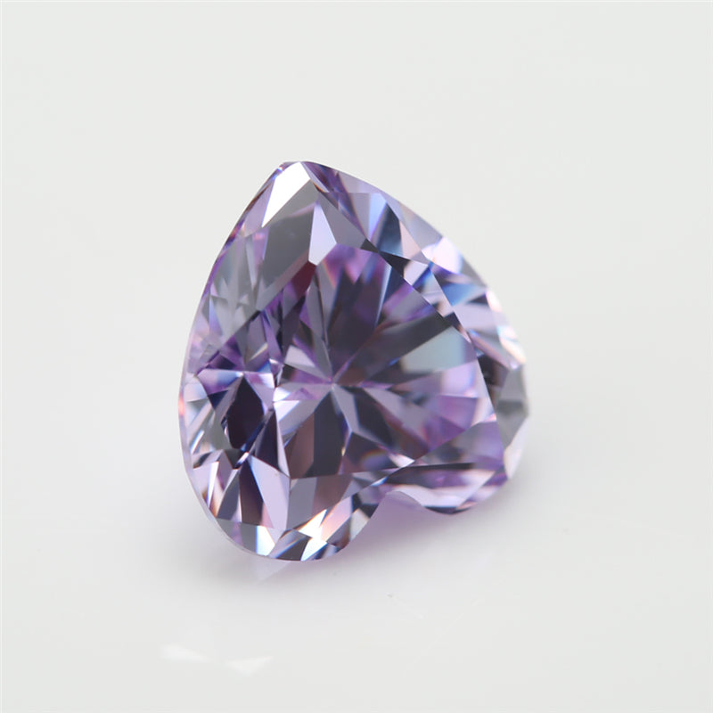 50pcs 3x3-10x10mm 5A Heart Cut Lavender Color CZ Stone Loose Cubic Zirconia Synthetic Gemstone for Jewelry