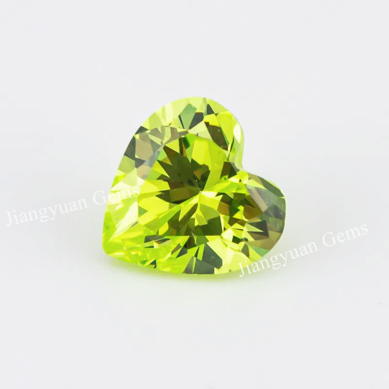 Size 3x3mm~10x10mm 5A Heart Cut Apple Green Cubic Zirconia Stone Loose CZ Synthetic Gemstone for Jewelry Making