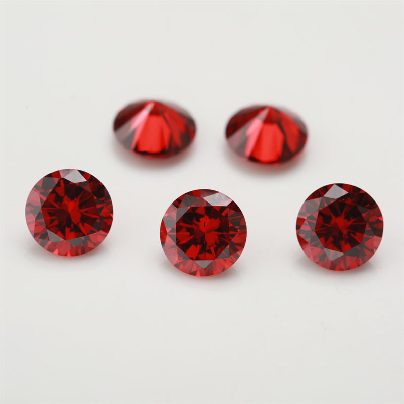 Size 0.8~12.0mm 5A Round Cut Garnet Color CZ Stone Loose Cubic Zirconia Synthetic Gemstone for Jewelry