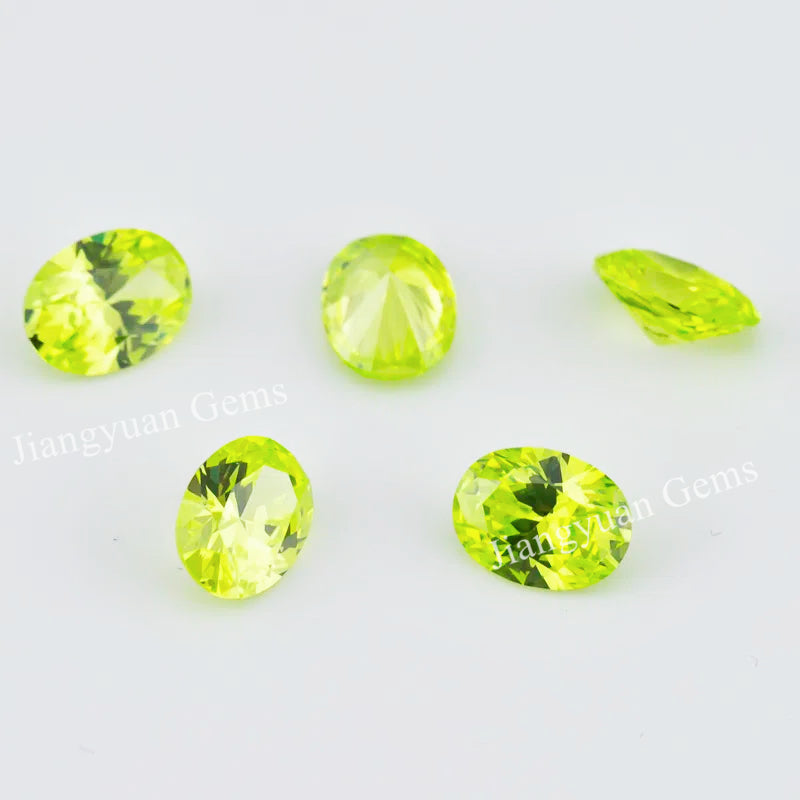 Size 3x5mm~10x12mm 5A Oval Cut Apple Green Cubic Zirconia Stone Loose CZ Synthetic Gemstone for Jewelry Making