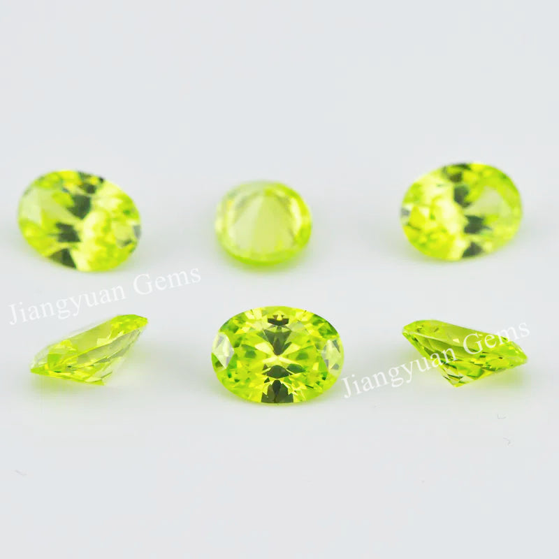 Size 3x5mm~10x12mm 5A Oval Cut Apple Green Cubic Zirconia Stone Loose CZ Synthetic Gemstone for Jewelry Making