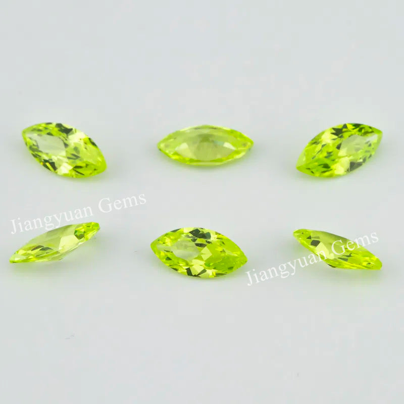 Size 2x4mm~8x16mm 5A Marquise Cut Apple Green Cubic Zirconia Stone Loose CZ Synthetic Gemstone for Jewelry Making