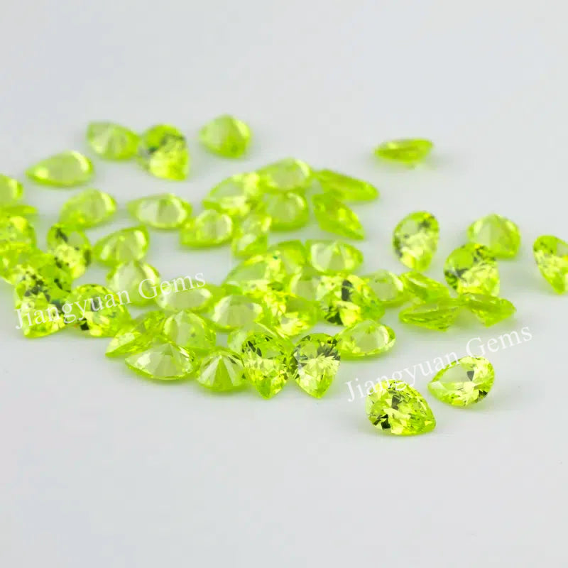 Size 3x5mm~10x12mm 5A Pear Cut Apple Green Cubic Zirconia Stone Loose CZ Synthetic Gemstone for Jewelry Making