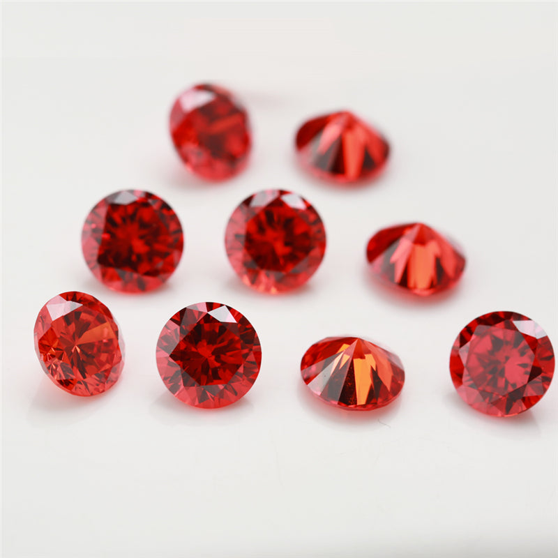 Size 0.8~12.0mm 5A Round Cut Orange CZ Stone Loose Cubic Zirconia Synthetic Gemstone for Jewelry