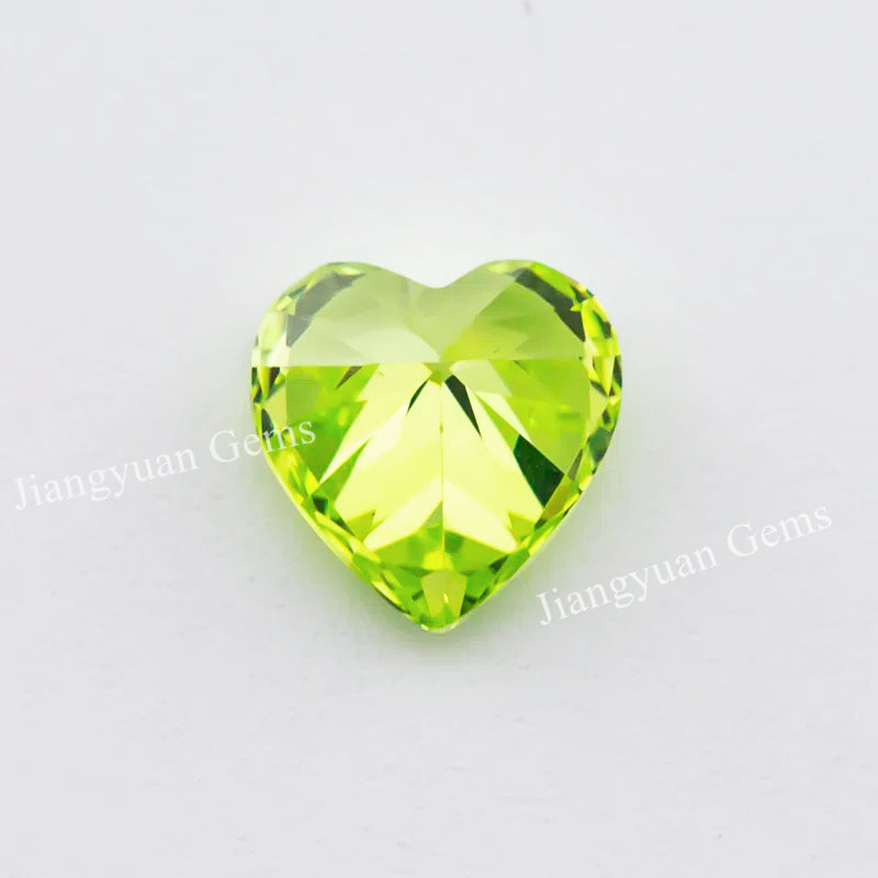 Size 3x3mm~10x10mm 5A Heart Cut Apple Green Cubic Zirconia Stone Loose CZ Synthetic Gemstone for Jewelry Making