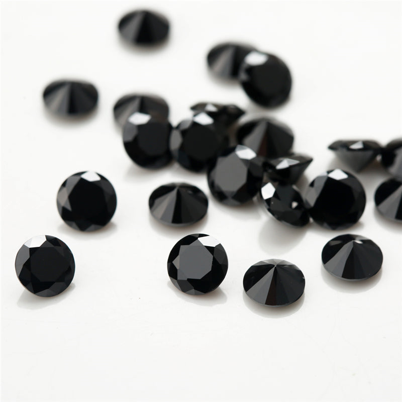 Size 0.8-12.0mm 5A Round Cut Black CZ Stone Loose Cubic Zirconia Synthetic Gemstone for Jewelry