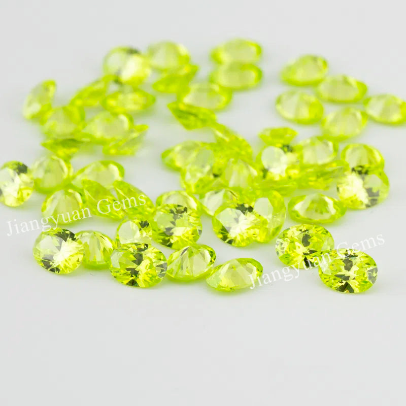 Size 3x5mm~10x12mm 5A Oval Cut Apple Green Cubic Zirconia Stone Loose CZ Synthetic Gemstone for Jewelry Making