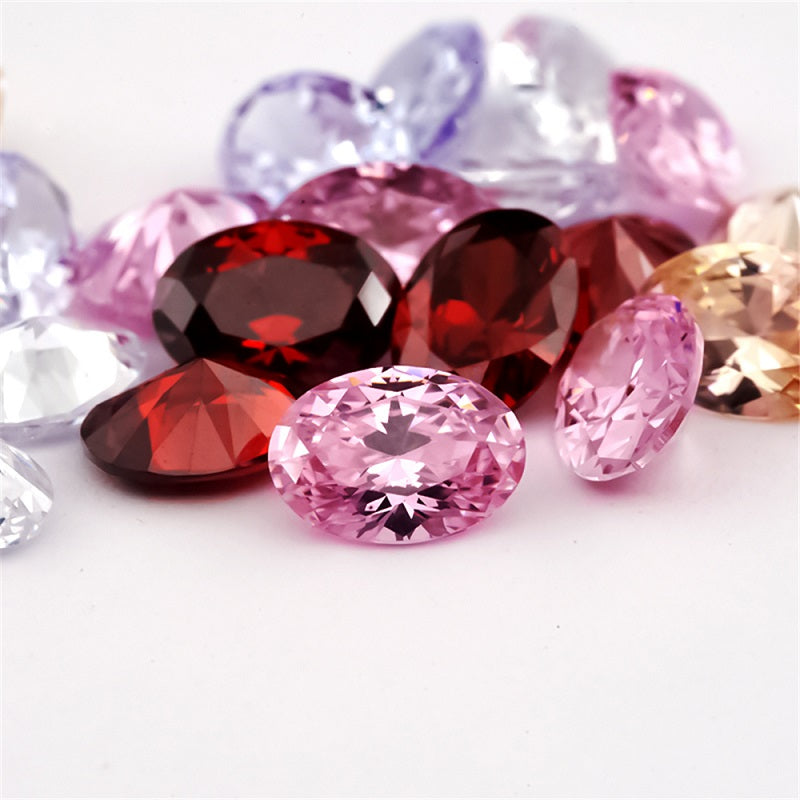 Size 3x5mm~10x12mm Oval Cut Cubic Zirconia Stone White Champagne Lavender Pink Garnet Mix 5 Color 5A Loose CZ Stones Synthetic Gemstone for Jewelry Making