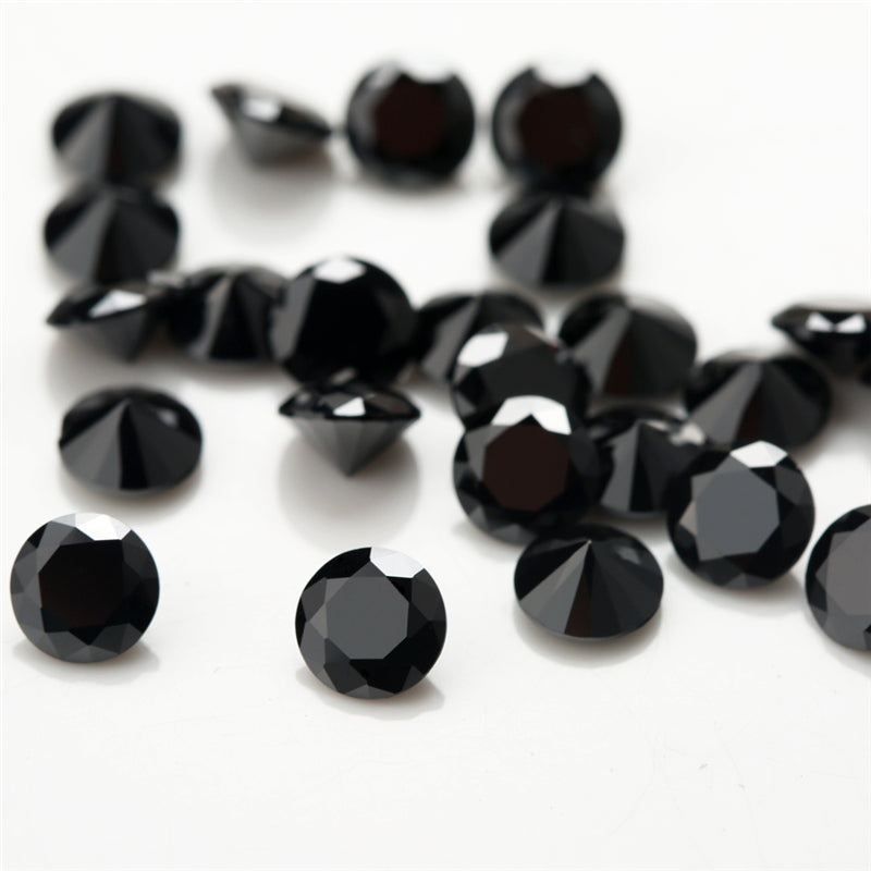 Size 0.8-12.0mm 5A Round Cut Black CZ Stone Loose Cubic Zirconia Synthetic Gemstone for Jewelry