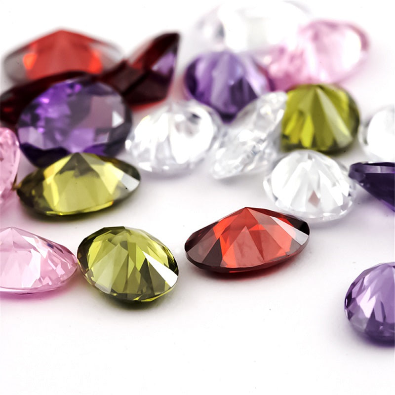 Size 3x5mm~10x12mm Oval Cut Cubic Zirconia Stone White OliveGreen Pink Garnet Amethyst Mix 5 Color 5A Loose CZ Stones Synthetic Gemstone for Jewelry Making
