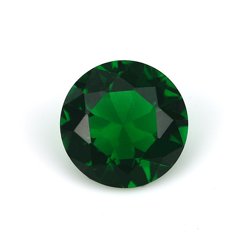 Size 4.0~10.0mm Round Cut Green Glass Stone Loose Synthetic Gemstone for Jewelry