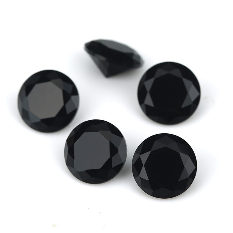Size 4.0-10.0mm Round Cut Black Glass Stone Loose Synthetic Gemstone for Jewelry