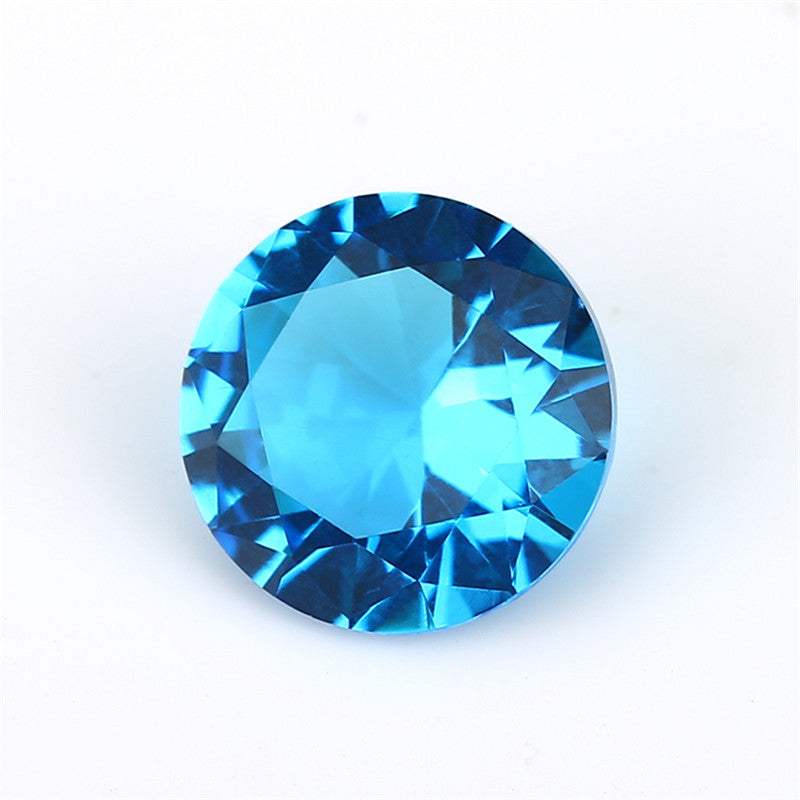Size 4.0~10.0mm Round Cut Dark Sea Blue Glass Stone Loose Synthetic Gemstone for Jewelry