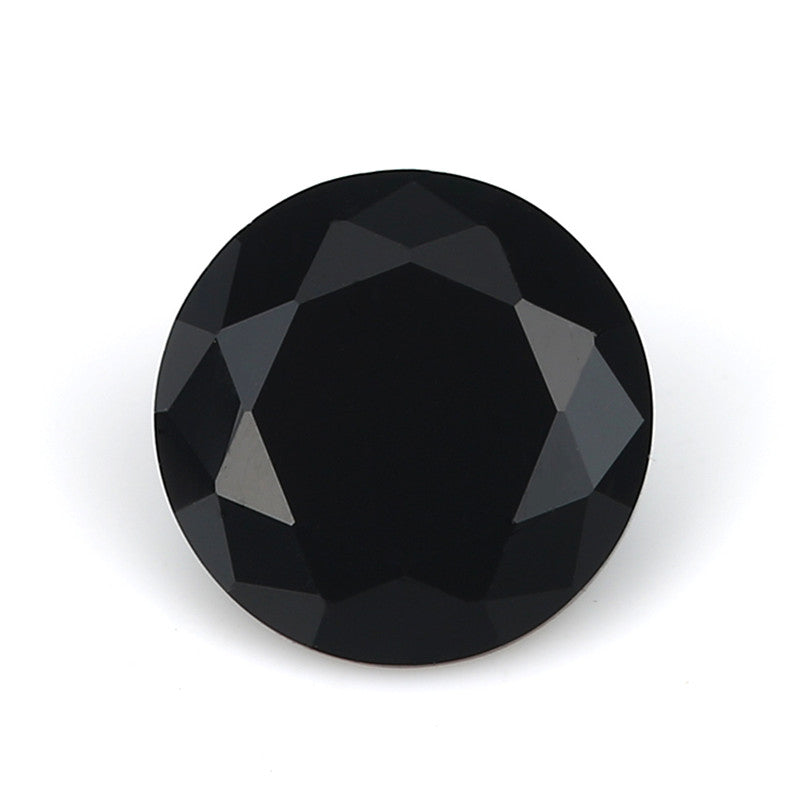 Size 4.0-10.0mm Round Cut Black Glass Stone Loose Synthetic Gemstone for Jewelry