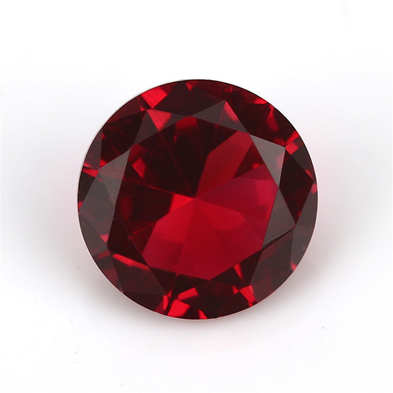 Size 4.0~10.0mm Round Cut Rose Red Glass Stone Loose Synthetic Gemstone for Jewelry