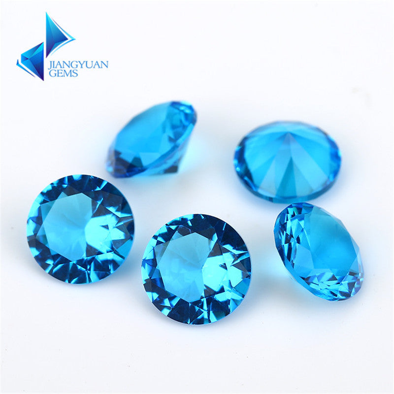 Size 4.0~10.0mm Round Cut Dark Sea Blue Glass Stone Loose Synthetic Gemstone for Jewelry