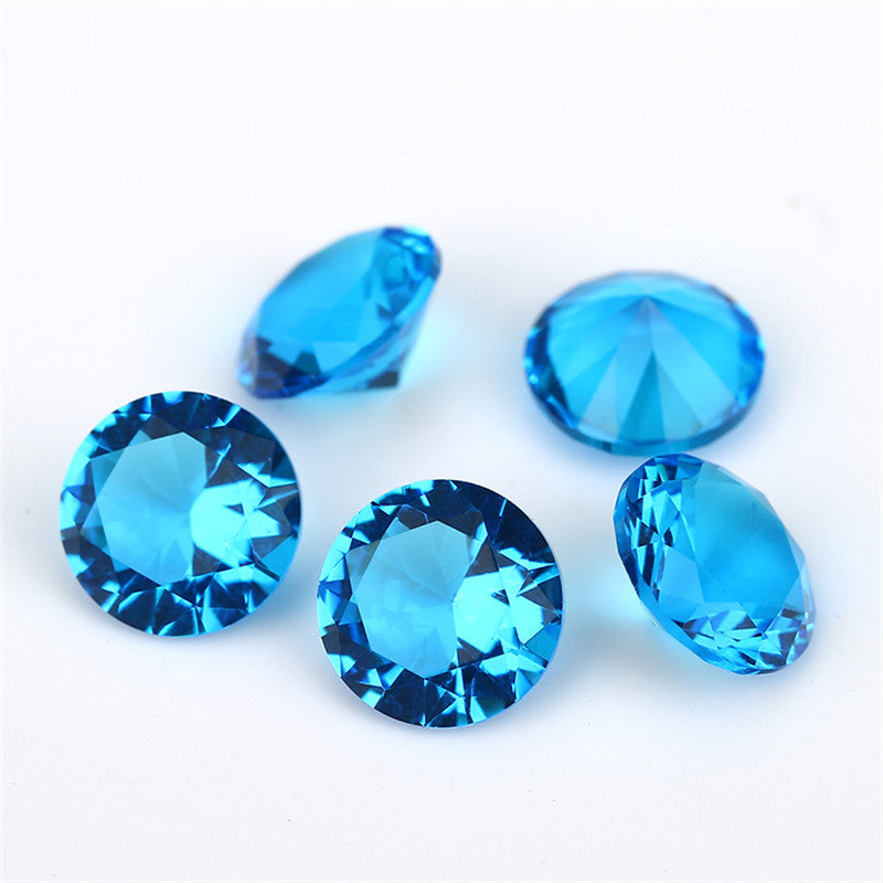 Size 4.0~10.0mm Round Cut Dark Sea Blue Glass Stone Loose Synthetic Gemstone for Jewelry