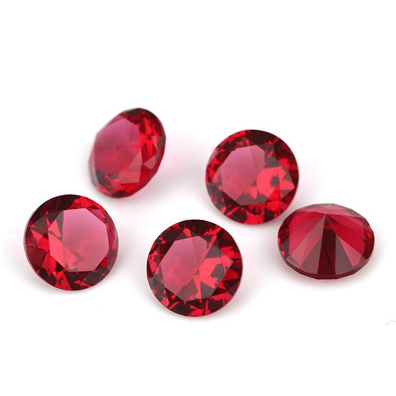 Size 4.0~10.0mm Round Cut Rose Red Glass Stone Loose Synthetic Gemstone for Jewelry