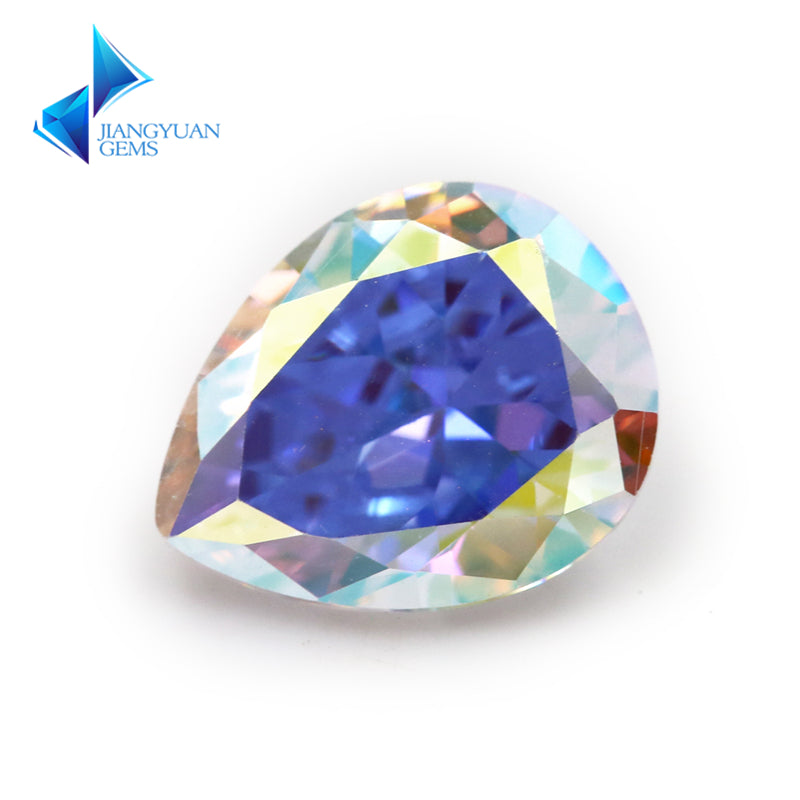50pcs 3x5-10x12mm 5A Pear Cut Plating AB Color CZ Stone Loose Cubic Zirconia Synthetic Gemstone for Jewelry