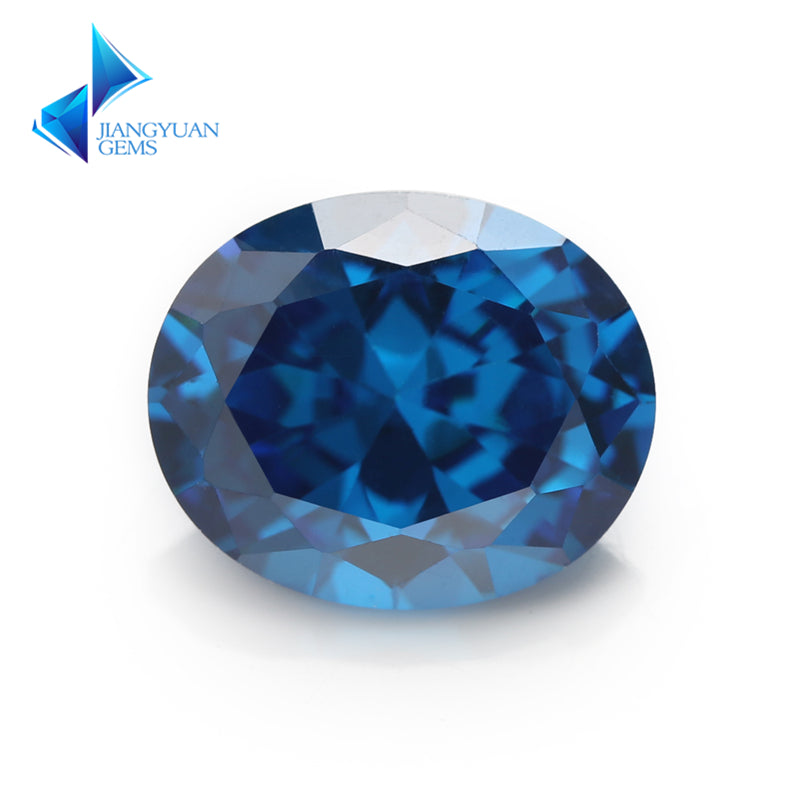 Size 3x5~10x12mm 5A Oval Cut Deep Sea blue CZ Stone Loose Cubic Zirconia Synthetic Gemstone for Jewelry