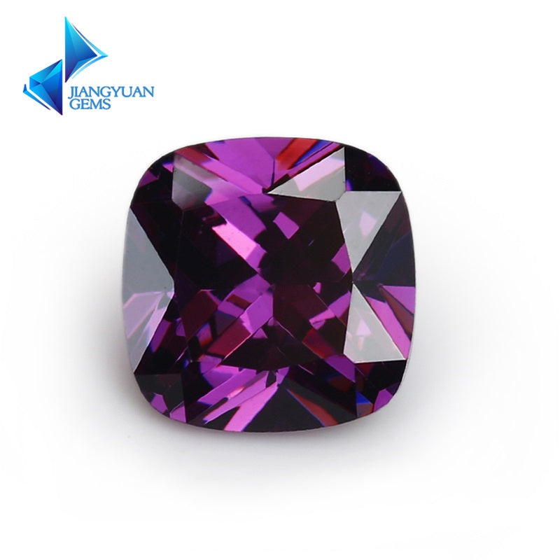 50pcs 4x4~10x10mm 5A Cushion Cut Amethyst Color CZ Stone Loose Cubic Zirconia Synthetic Gemstone for Jewelry