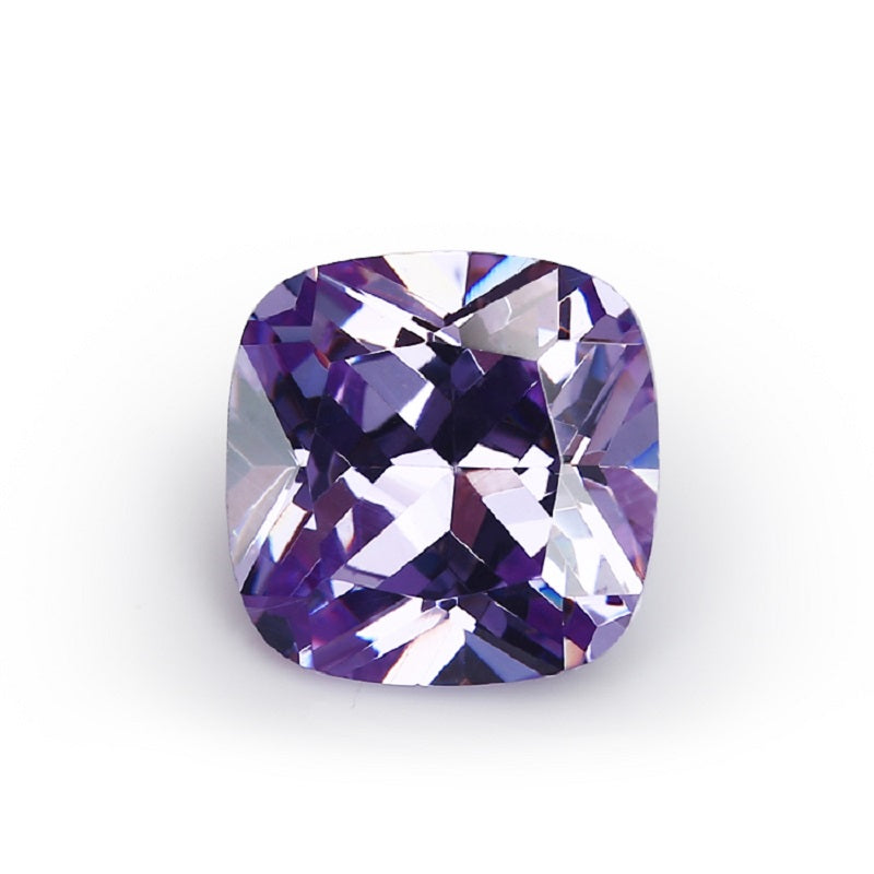 50pcs 4x4~10x10mm 5A Cushion Cut Lavender Color CZ Stone Loose Cubic Zirconia Synthetic Gemstone for Jewelry