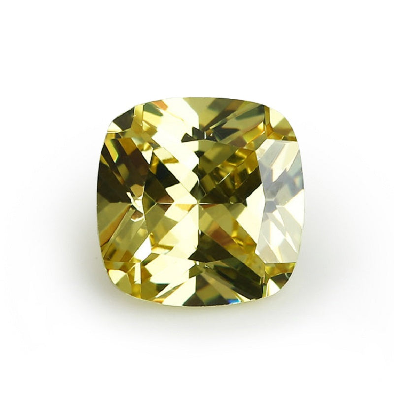 50pcs 4x4~10x10mm 5A Cushion Cut Olive Yellow CZ Stone Loose Cubic Zirconia Synthetic Gemstone for Jewelry