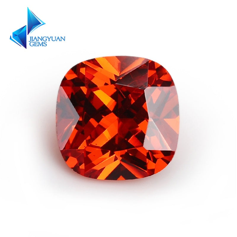 50pcs 4x4~10x10mm 5A Cushion Cut Orange CZ Stone Loose Cubic Zirconia Synthetic Gemstone for Jewelry