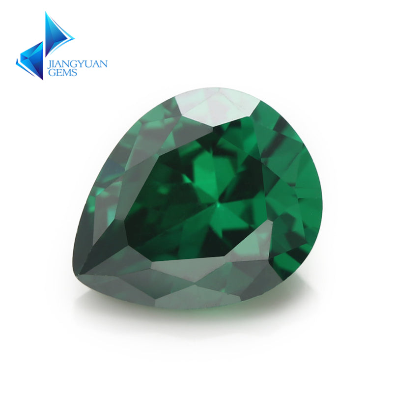 Size 3x5~10x12mm 5A Pear Cut Green CZ Stone Loose Cubic Zirconia Synthetic Gemstone for Jewelry