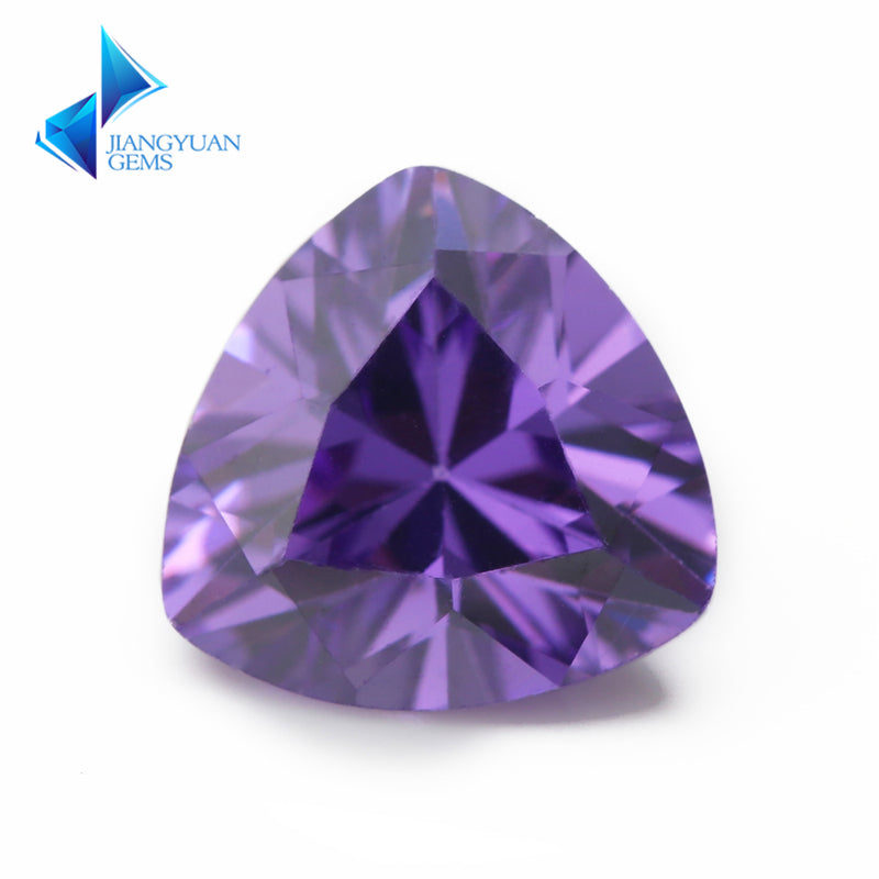 50pcs 3x3~10x10mm 5A Trillion Cut Cut Violet CZ Stone Loose Cubic Zirconia Synthetic Gemstone for Jewelry