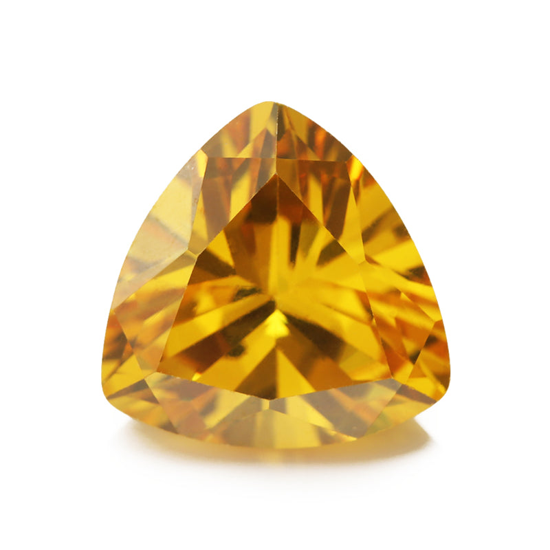 50pcs 3x3~10x10mm 5A Trillion Cut Cut Golden Yellow CZ Stone Loose Cubic Zirconia Synthetic Gemstone for Jewelry