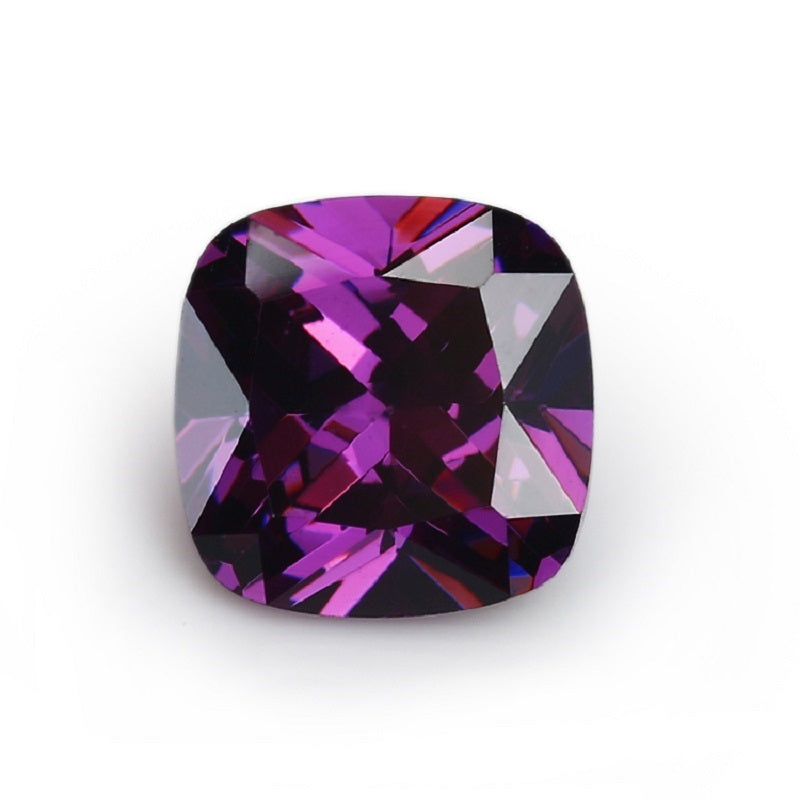 50pcs 4x4~10x10mm 5A Cushion Cut Amethyst Color CZ Stone Loose Cubic Zirconia Synthetic Gemstone for Jewelry