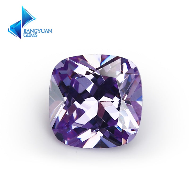50pcs 4x4~10x10mm 5A Cushion Cut Lavender Color CZ Stone Loose Cubic Zirconia Synthetic Gemstone for Jewelry