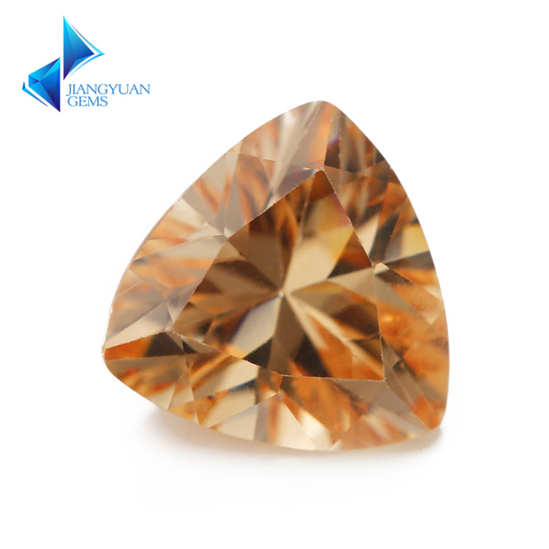 50pcs 3x3~10x10mm 5A Trillion Cut Cut Champagne CZ Stone Loose Cubic Zirconia Synthetic Gemstone for Jewelry