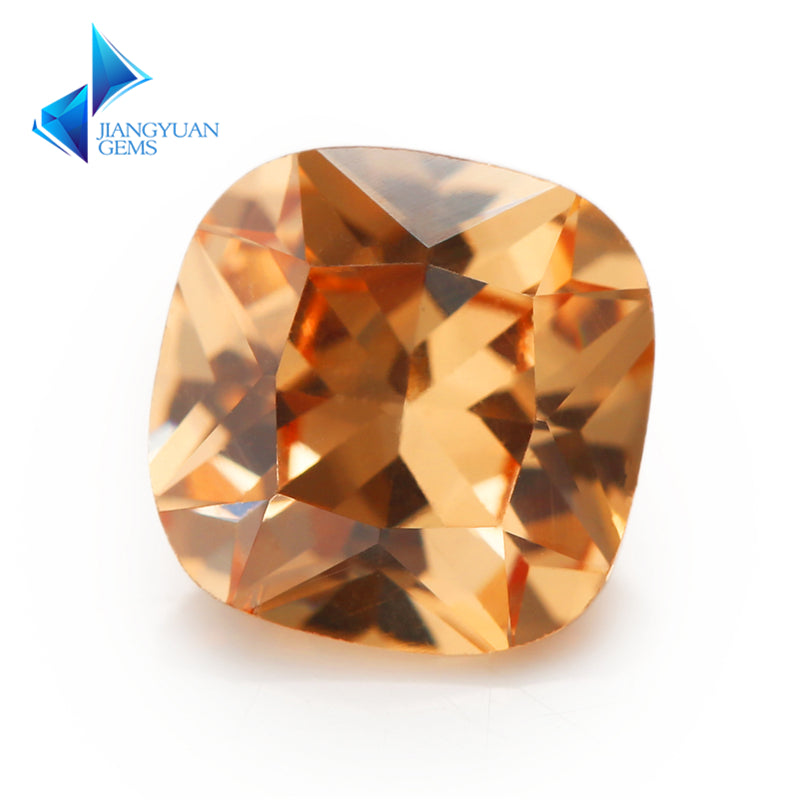 50pcs 4x4~10x10mm 5A Cushion Cut Champagne CZ Stone Loose Cubic Zirconia Synthetic Gemstone for Jewelry