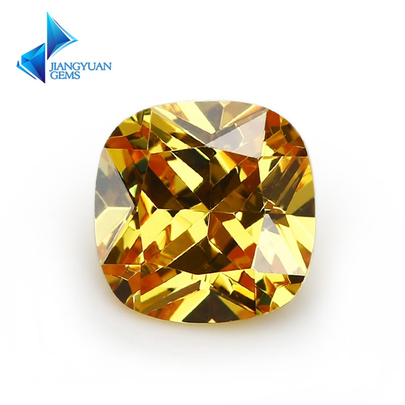 50pcs 4x4~10x10mm 5A Cushion Cut Golden Yellow CZ Stone Loose Cubic Zirconia Synthetic Gemstone for Jewelry