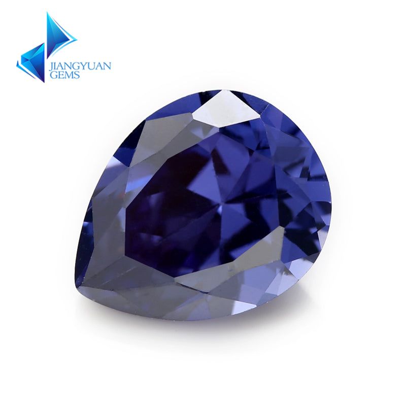 Size 3x5~10x12mm 5A Pear Cut Tanzanite Color CZ Stone Loose Cubic Zirconia Synthetic Gemstone for Jewelry