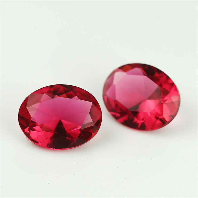 Size 3x5~10x12mm Oval Cut Rose Red Glass Stone Loose Synthetic Gemstone for Jewelry