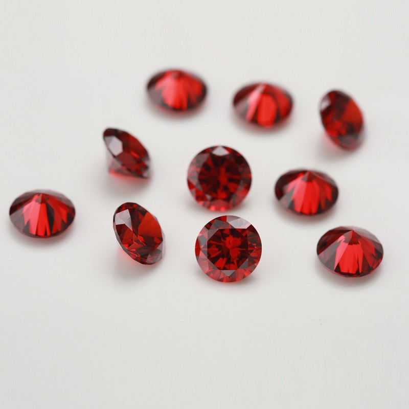 Size 0.8~12.0mm 5A Round Cut Garnet Color CZ Stone Loose Cubic Zirconia Synthetic Gemstone for Jewelry